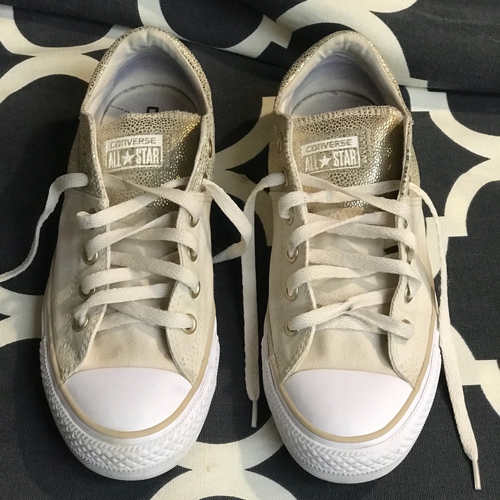 Cream and Gold Converse